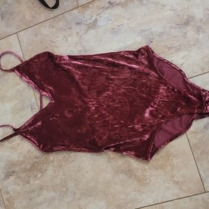Sz small Strappy Velour Berry Mauve bodysuit